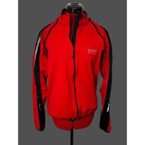 Gore Bike Wear Jacket Mens XL Red Windstopper Soft Shell Cycling Hi Vis Coat